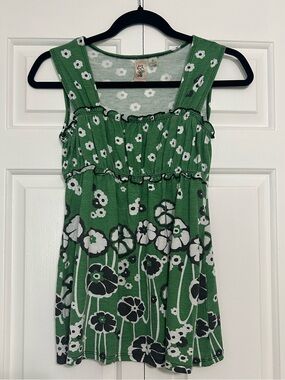 Vintage Y2K Green Floral Sleeveless Tank Top
